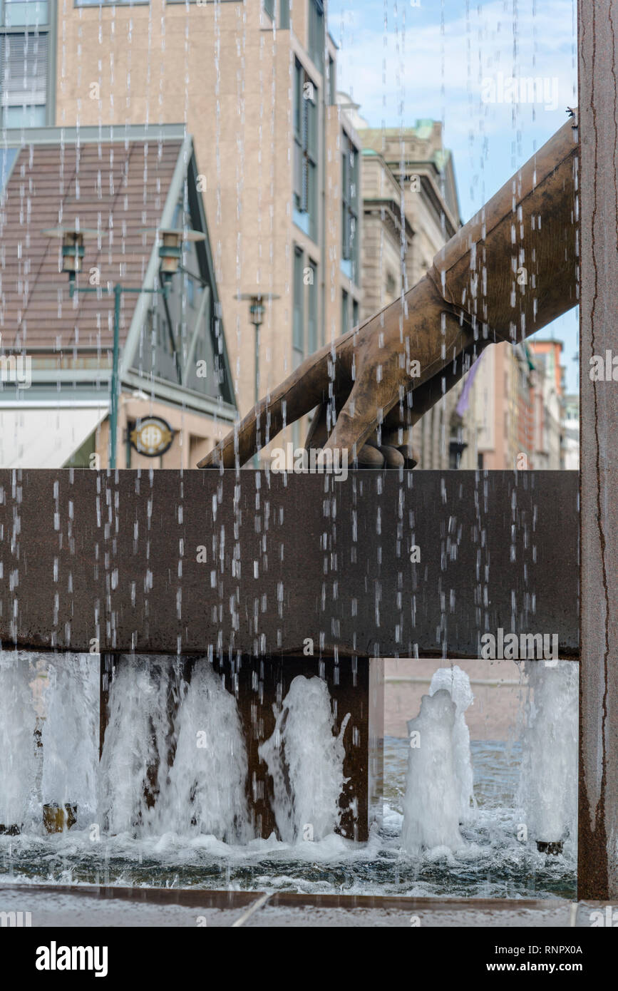 King Christian IV's hand fountain sculpture, Oslo, Norway Stock Photo