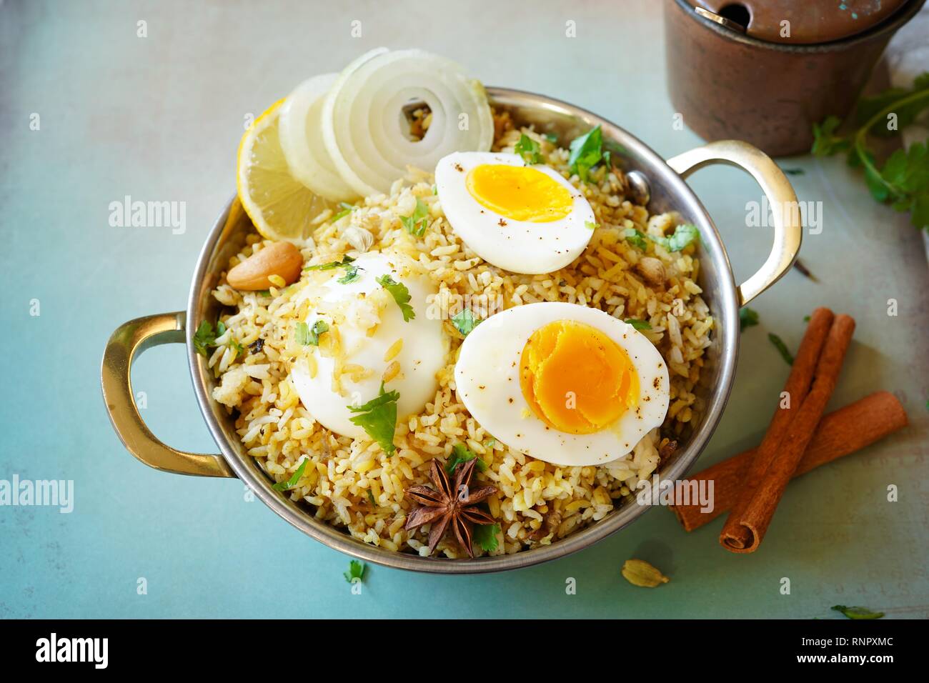 Homemade Egg Pilaf/ Pulao / Fried rice or Biryani close up Stock Photo ...