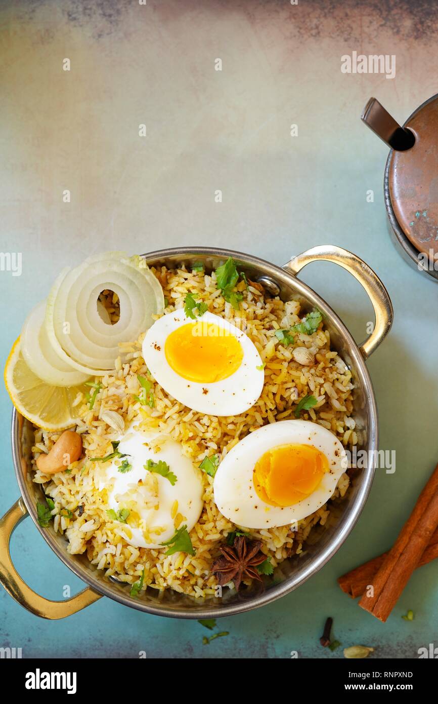 Homemade Egg Pilaf/ Pulao / Fried rice or Biryani close up Stock Photo ...