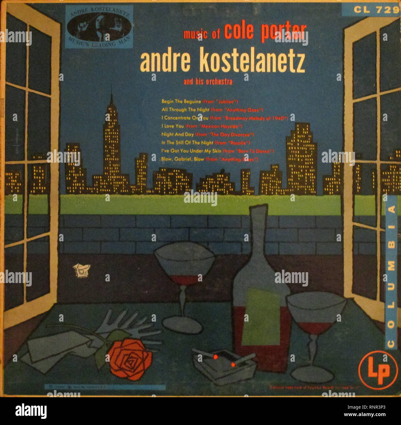 Vintage Vinyl Lp Cover Music Of Cole Porter Andre Kostelanetz  His Orchestra 1955 Stock Photo