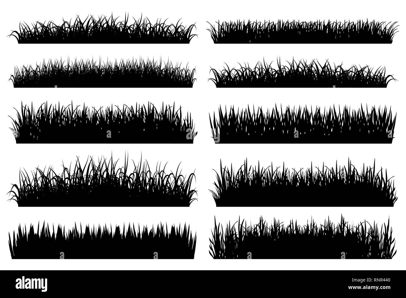 Grass borders silhouette on white background vector Stock Vector Image ...