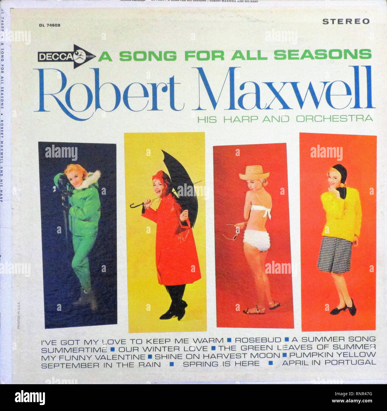 Vintage Vinyl Lp Cover A Song For All Seasons Robert Maxwell 1965 Stock Photo