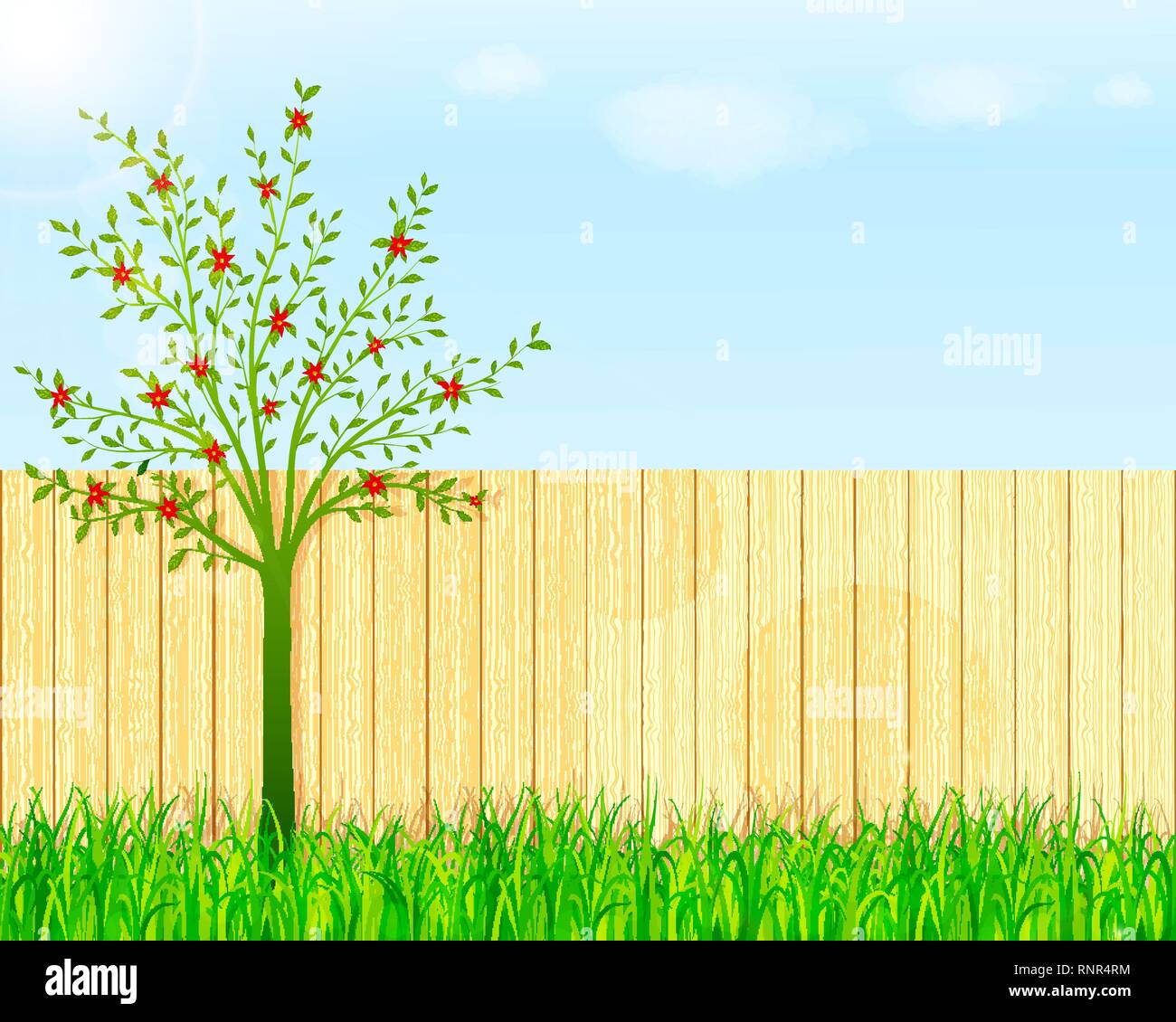 Backyard garden vector background Stock Vector Art