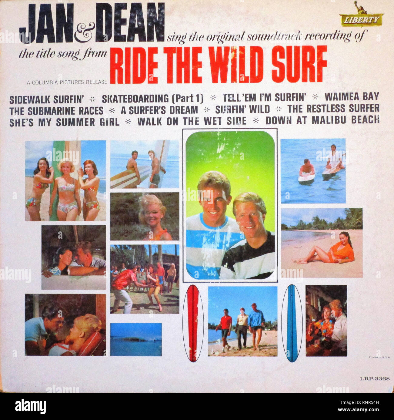 Vintage Vinyl Lp Cover Ride The Wild Surf Movie Soundtrack Jan  Dean 1964 Stock Photo