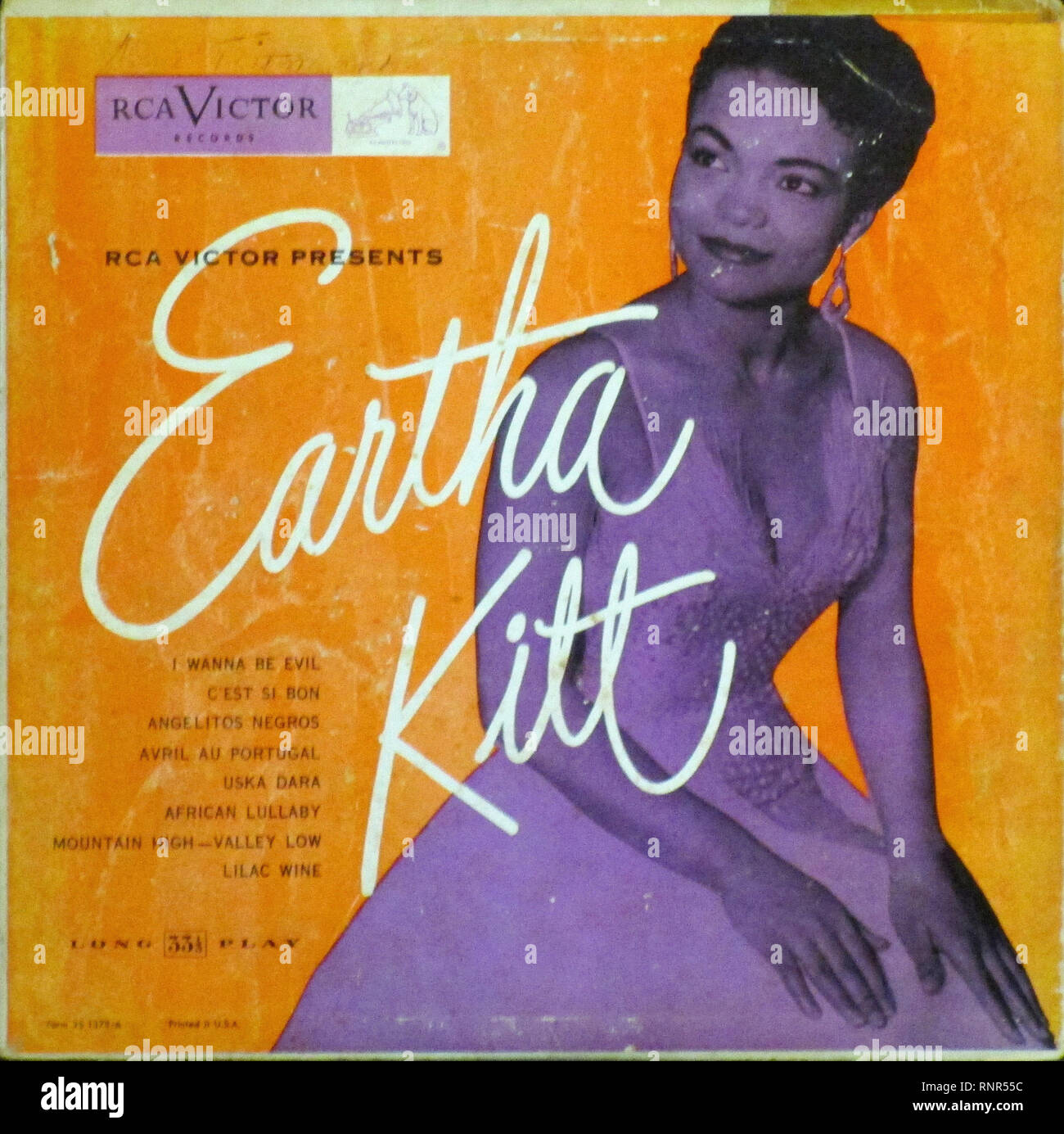 Vintage Vinyl Lp Cover Rca Victor Presents Eartha Kitt 1953 Stock Photo