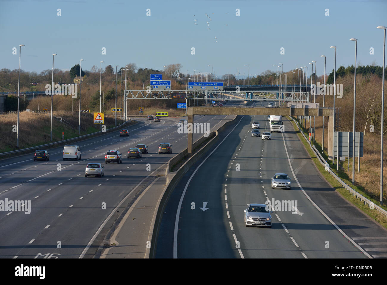 The M6 motorway at Jct.36, Preston Lancashire Stock Photo