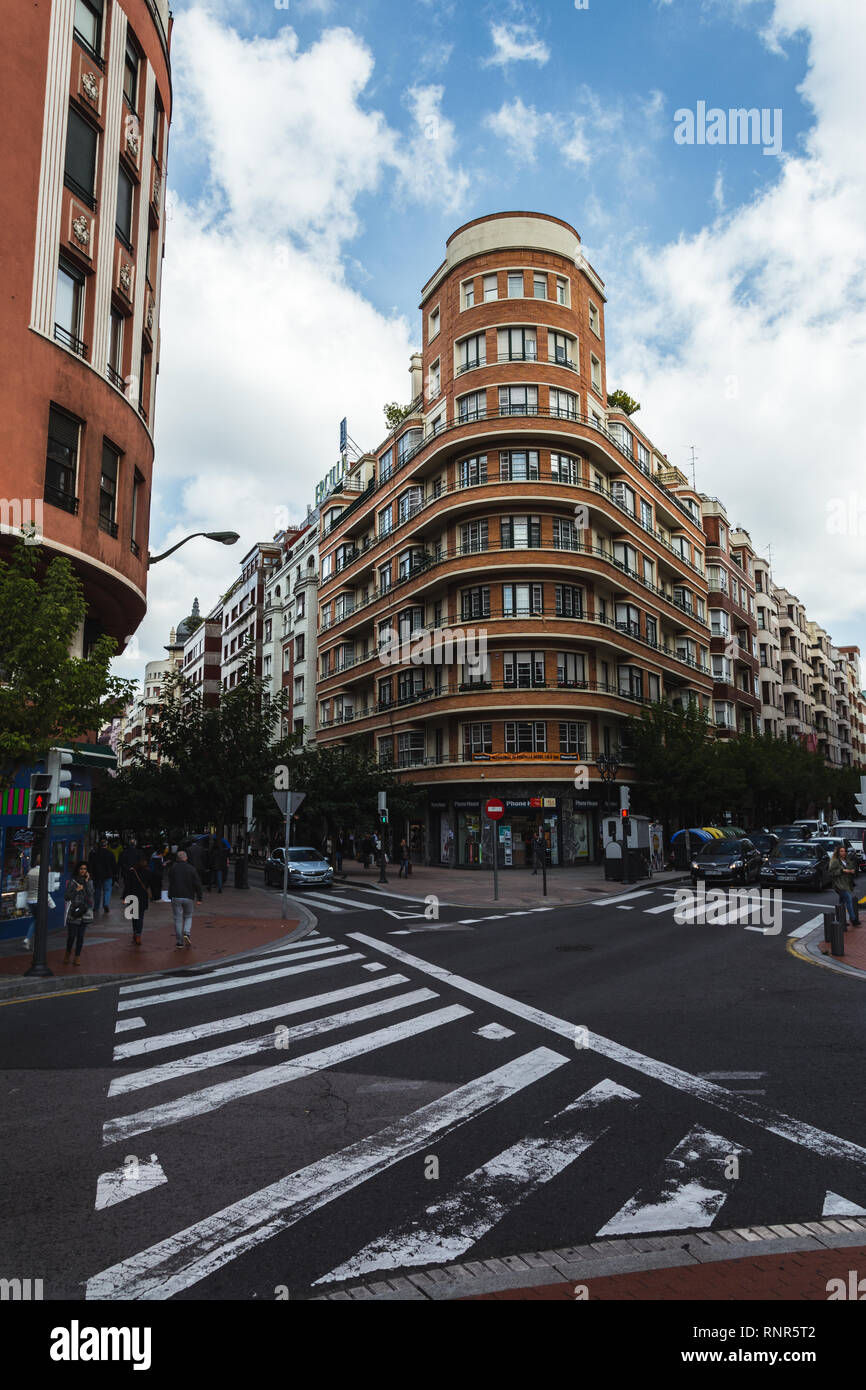Beautiful corner building in Bilbao Stock Photo