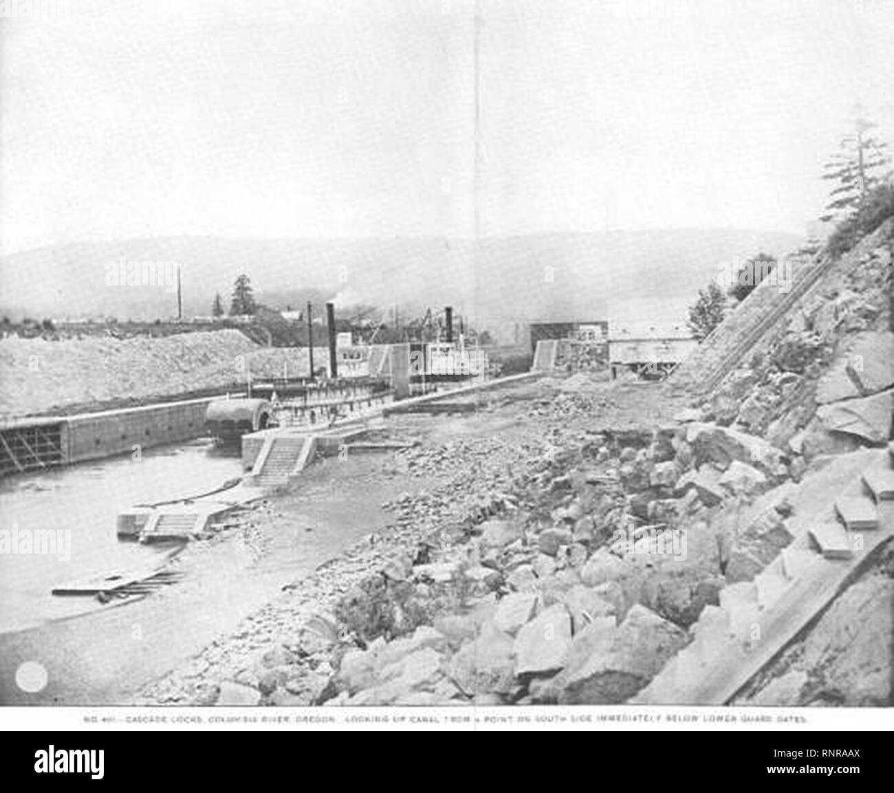 Cascade Locks looking east circa 1897 Stock Photo Alamy