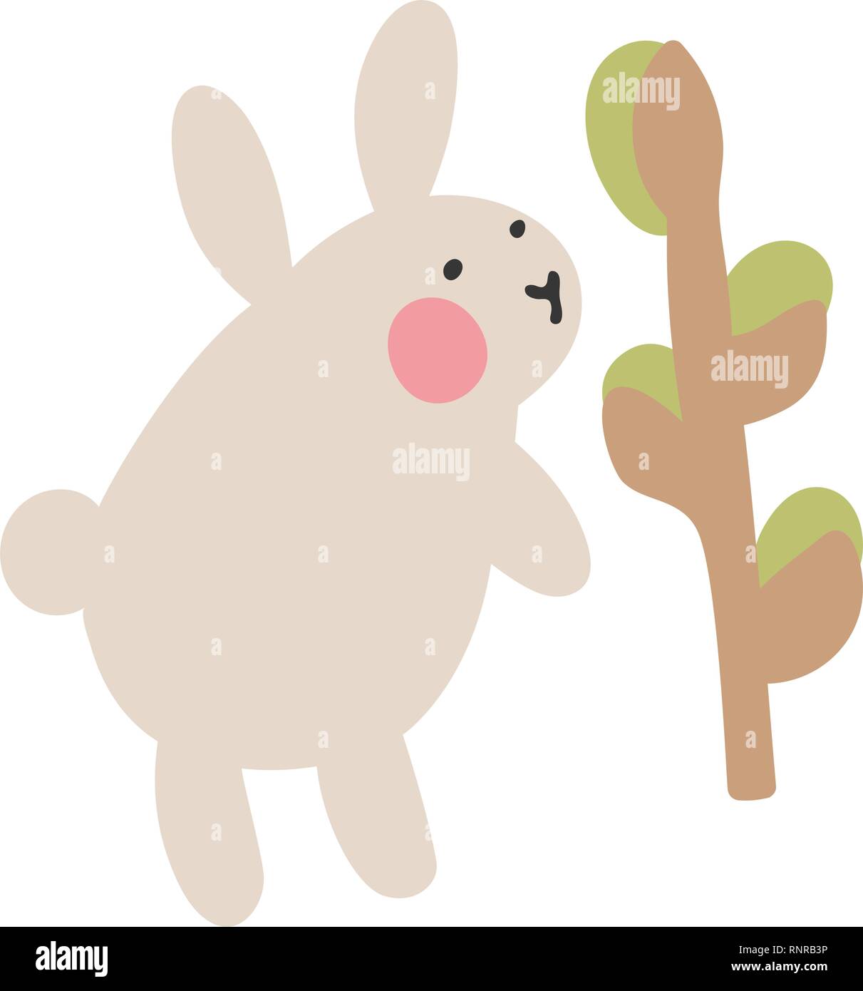 Adventures of Easter bunnies, who are looking for and hiding holiday eggs. Easter design elements in minimalistic vector style. Illustrations for kids Stock Vector