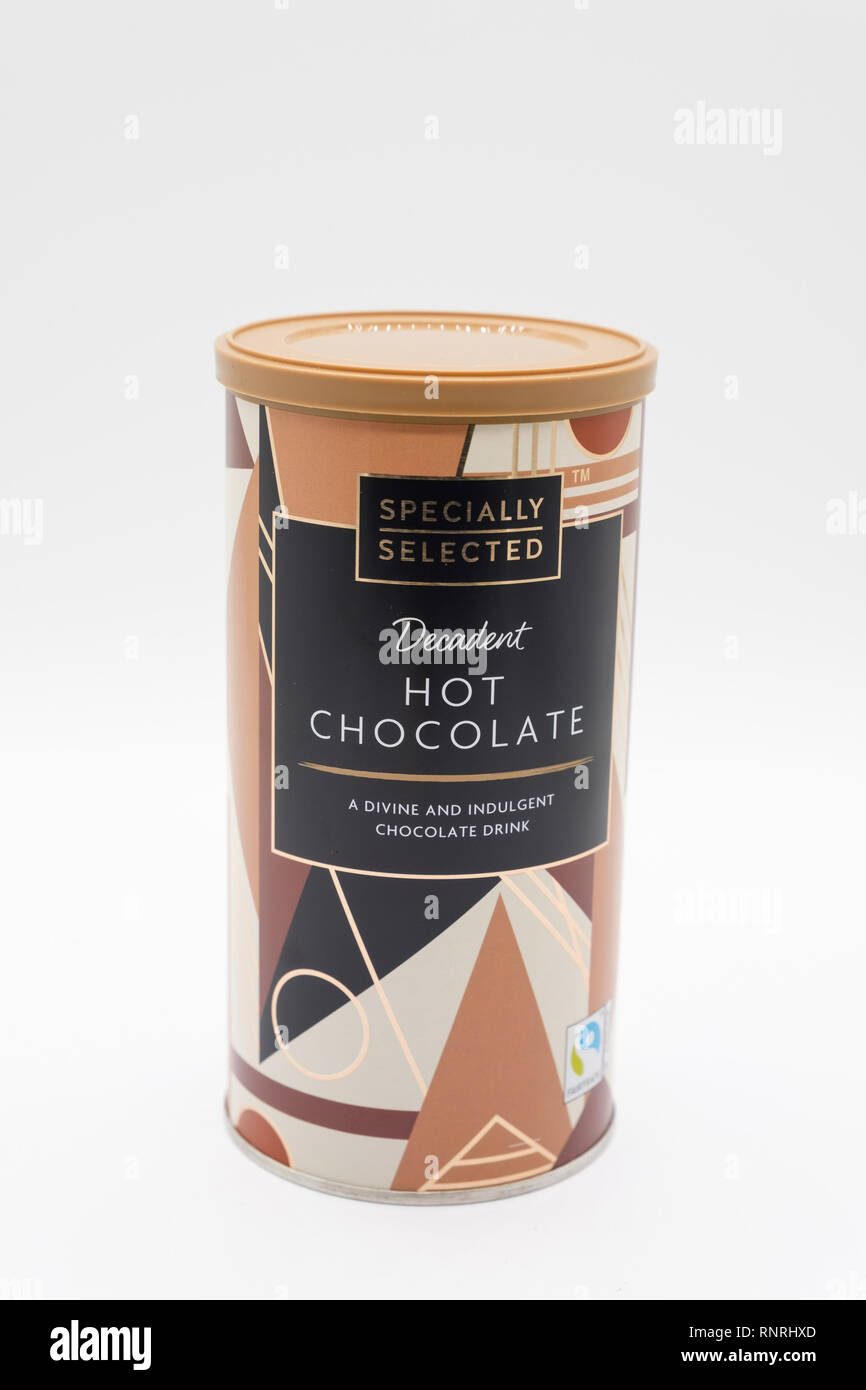 Largs, Scotland, UK February 19, 2019 Decadent branded tube of hot