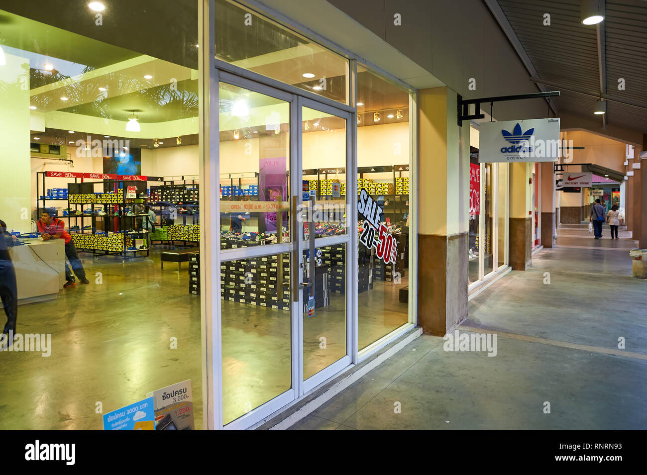 PATTAYA, THAILAND - FEBRUARY 21, 2016: Adidas outlet in Pattaya. Adidas AG  is a German multinational corporation that designs and manufactures sports  Stock Photo - Alamy