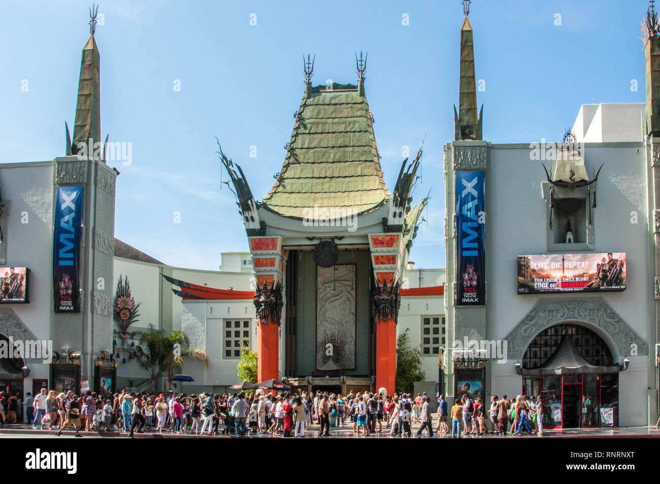Hollywood, Los Angeles, California USA - June 14, 2014: One of the main recognizable attractions of Los Angeles is the Chinese Theater in Hollywood Stock Photo