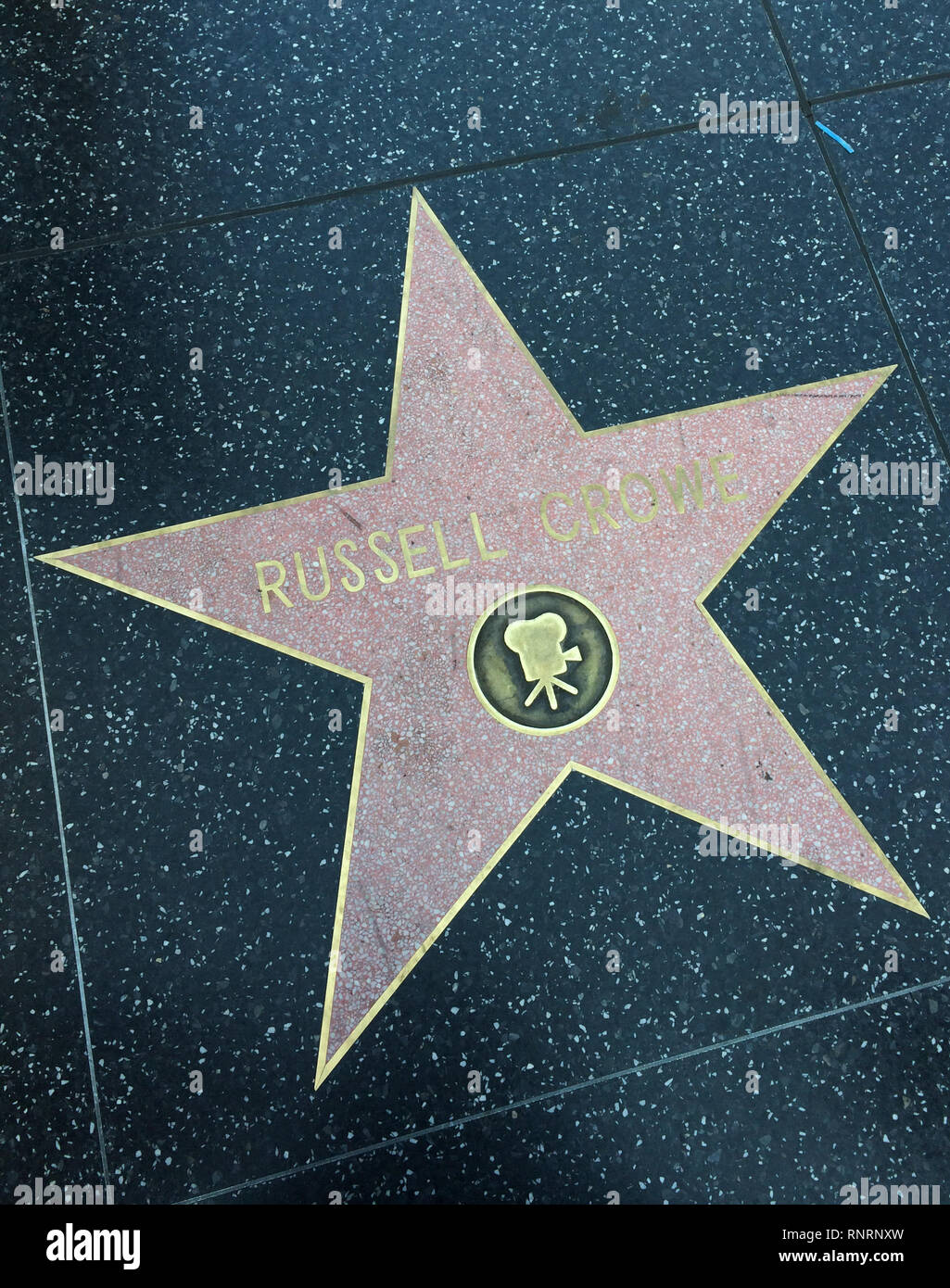 Holywood, Los Angeles, California, USA - June 14, 2014: Star of Russell Crowe on the Walk of Fame Stock Photo