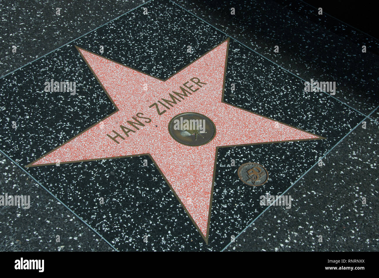 Holywood, Los Angeles, California, USA - June 14, 2014: Star of Hans Zimmer on the Walk of Fame Stock Photo