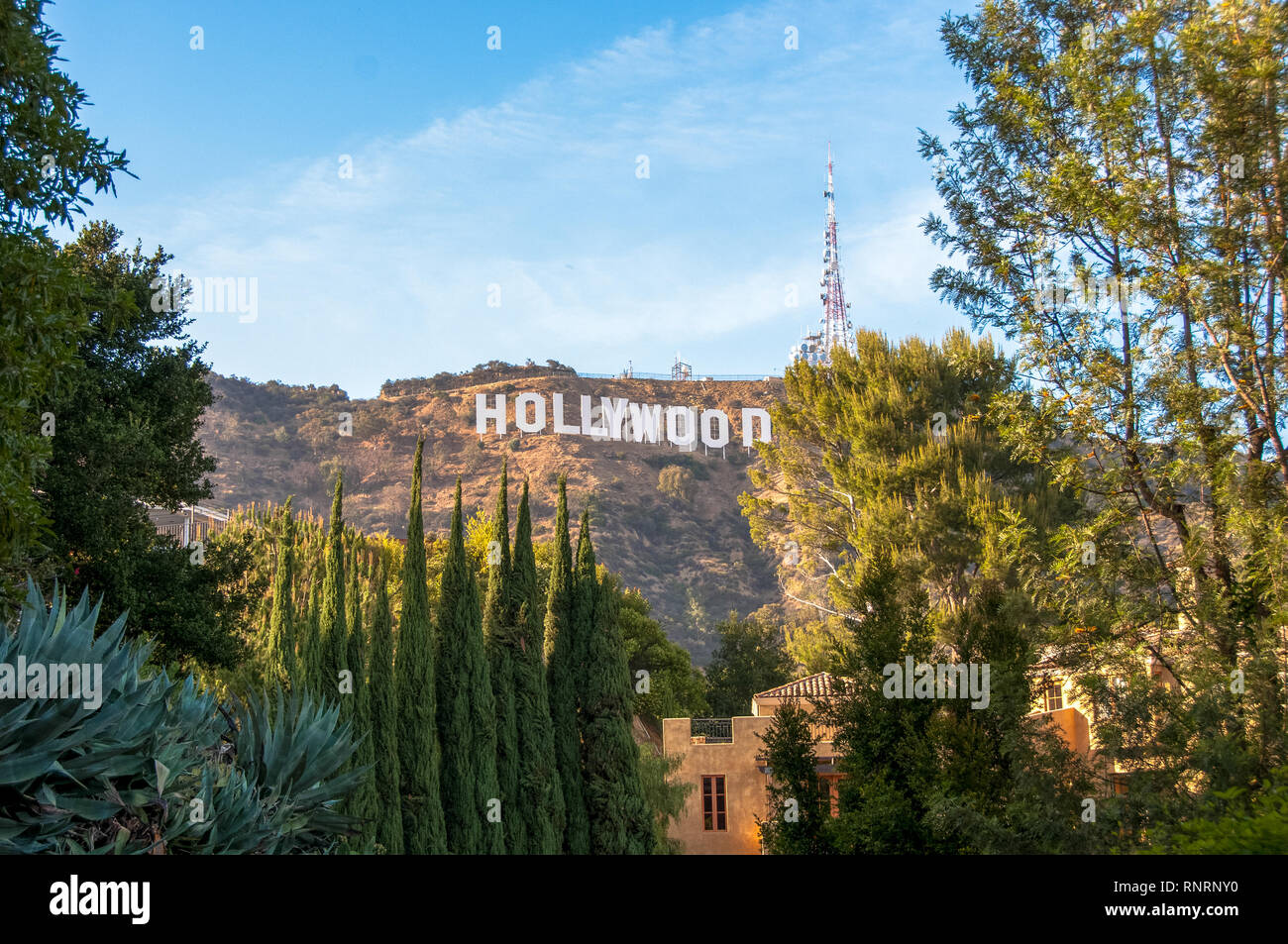 Famous landmark Hollywood Sign in Los Angeles, California. Stock Photo