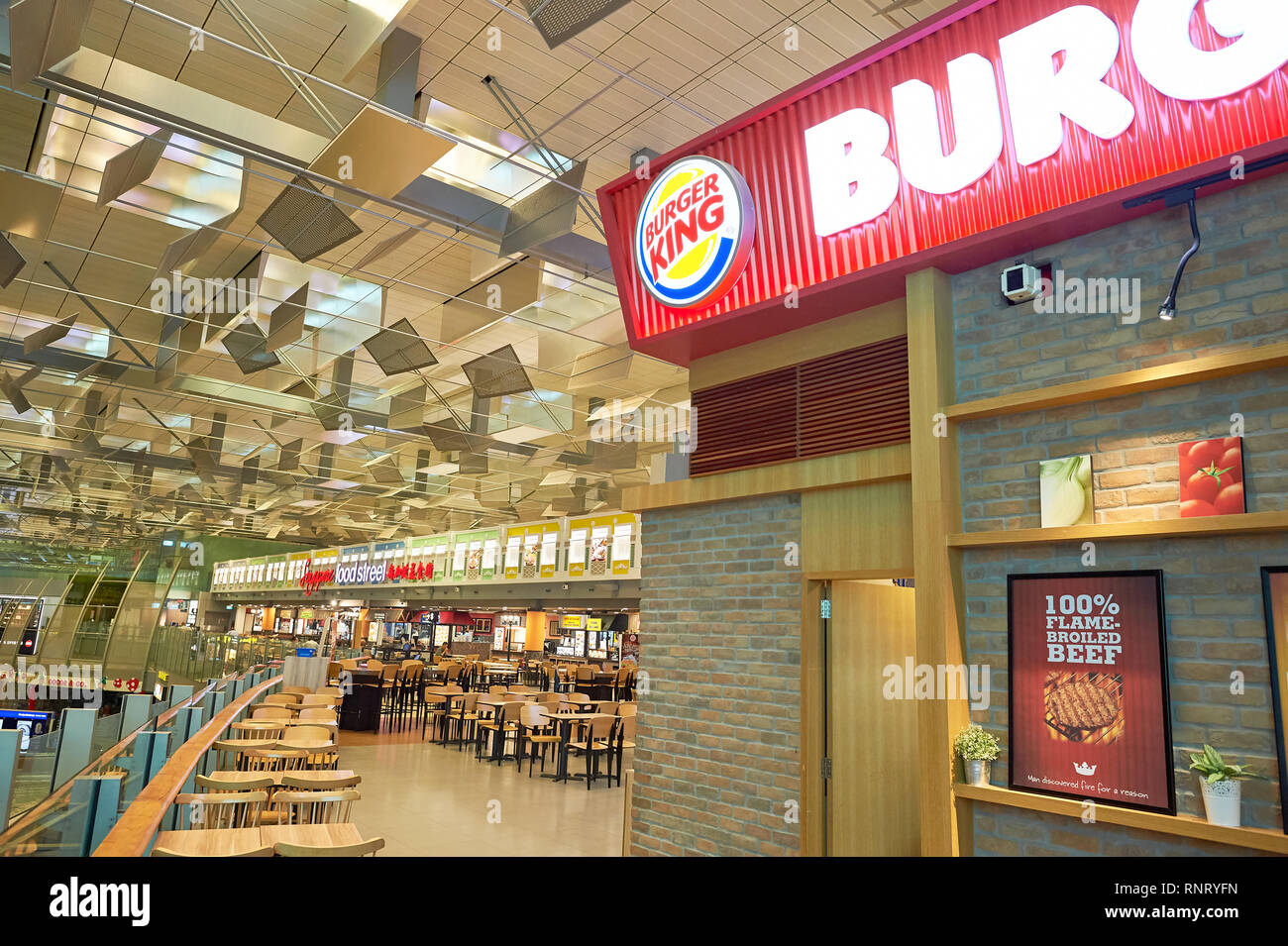 SINGAPORE CIRCA NOVEMBER, 2015 Burger King in Changi Airport. Changi Airport is the primary