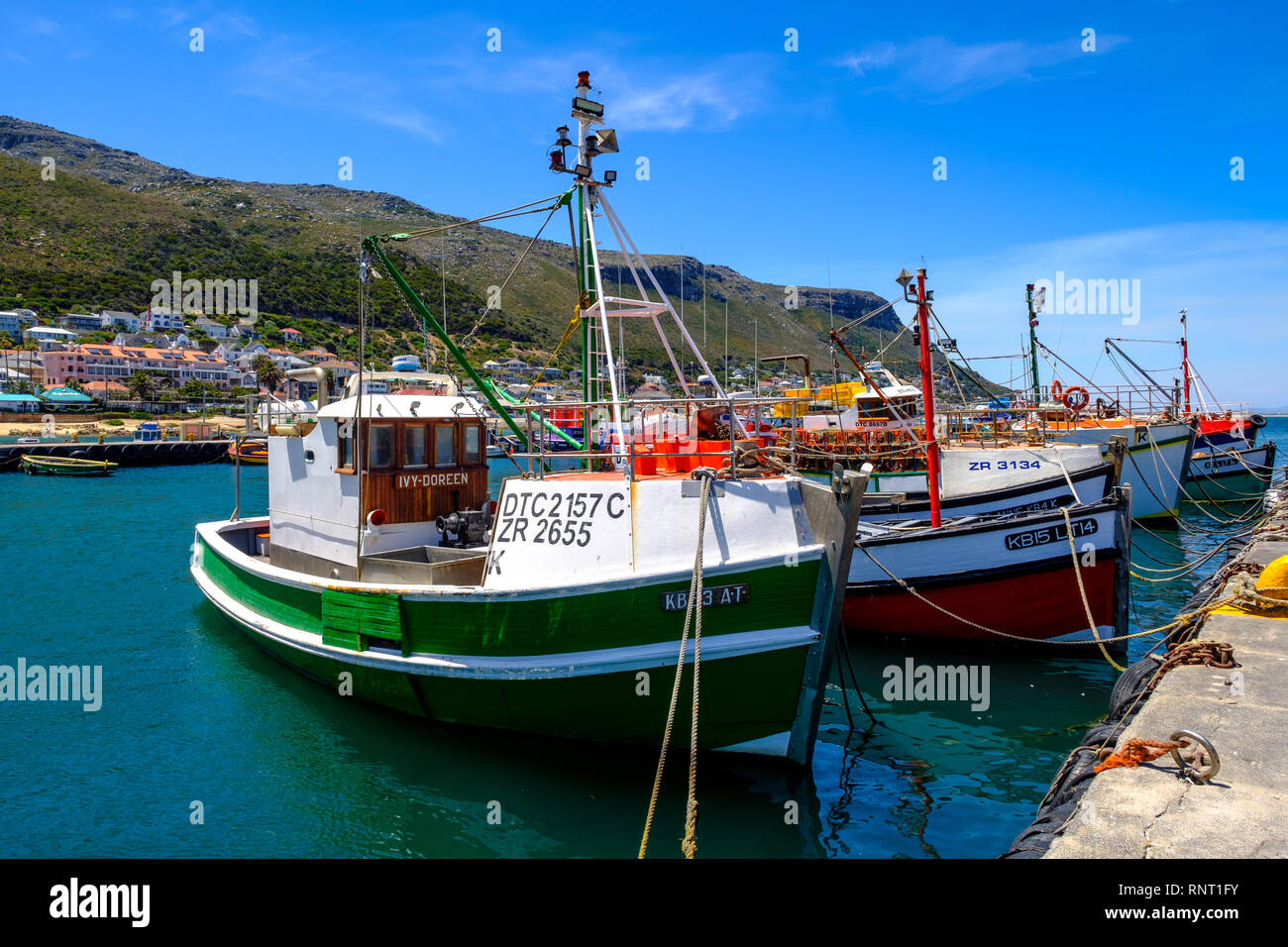 Fishing boats in Kalk Bay Harbour, near Cape Town, South Africa Stock Photo