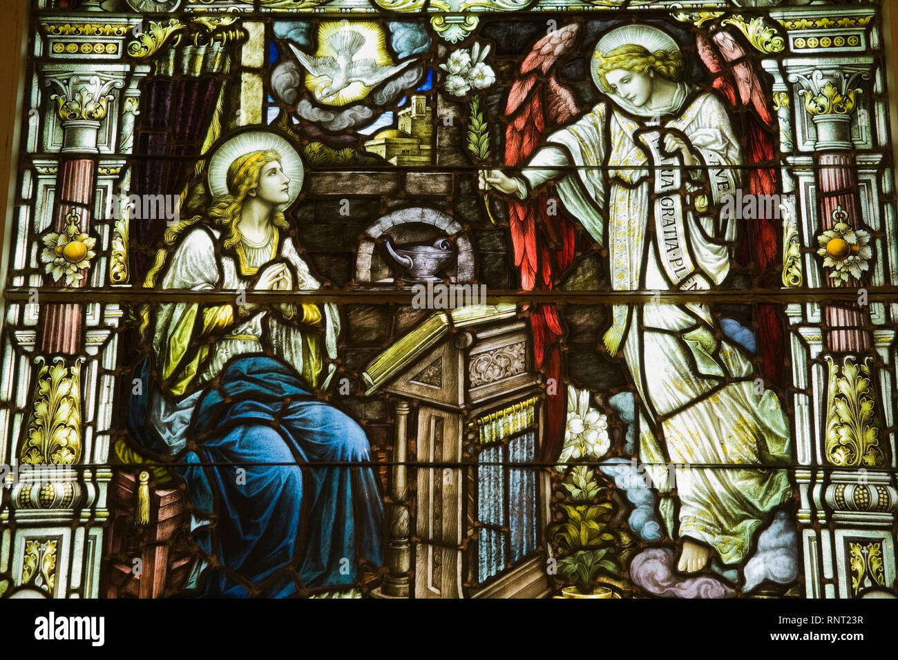 Stained Glass window depicting a Religious scene, Cathedral of the Holy