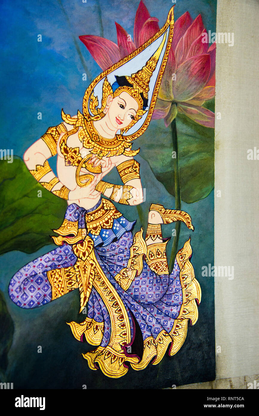 Paintings of Aspara or Khmer female figures at Artisans d Angkor in