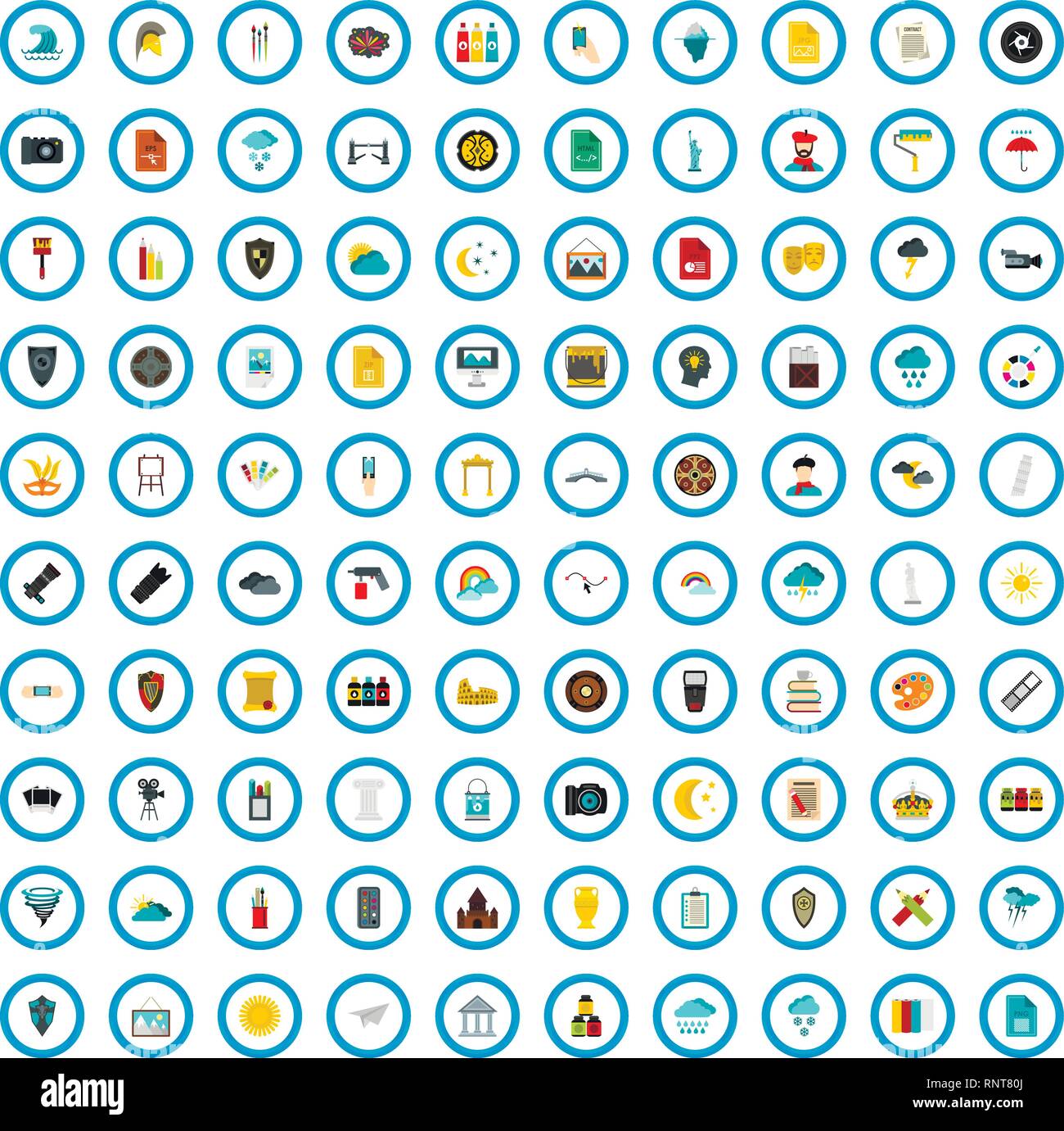 100 artwork icons set, flat style Stock Vector Image & Art - Alamy