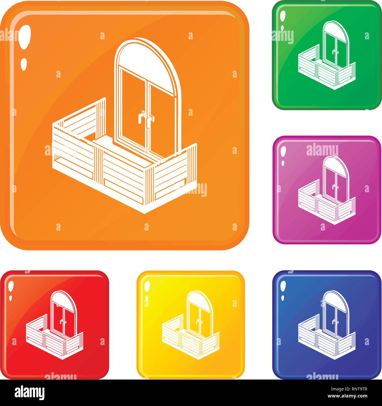 Wood balcony icons set vector color Stock Vector Image & Art - Alamy
