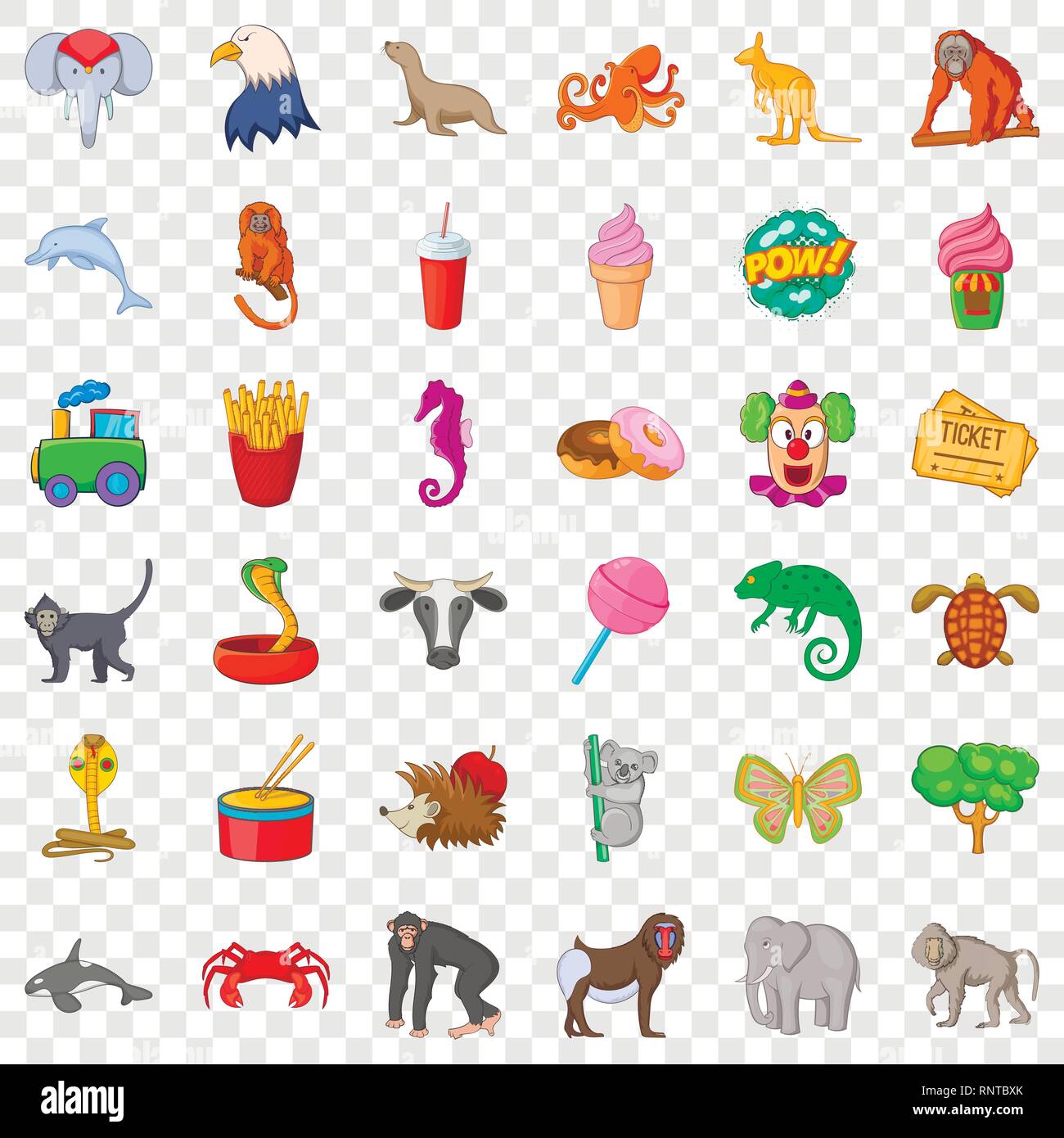 Funny circus icons set, cartoon style Stock Vector Image & Art - Alamy