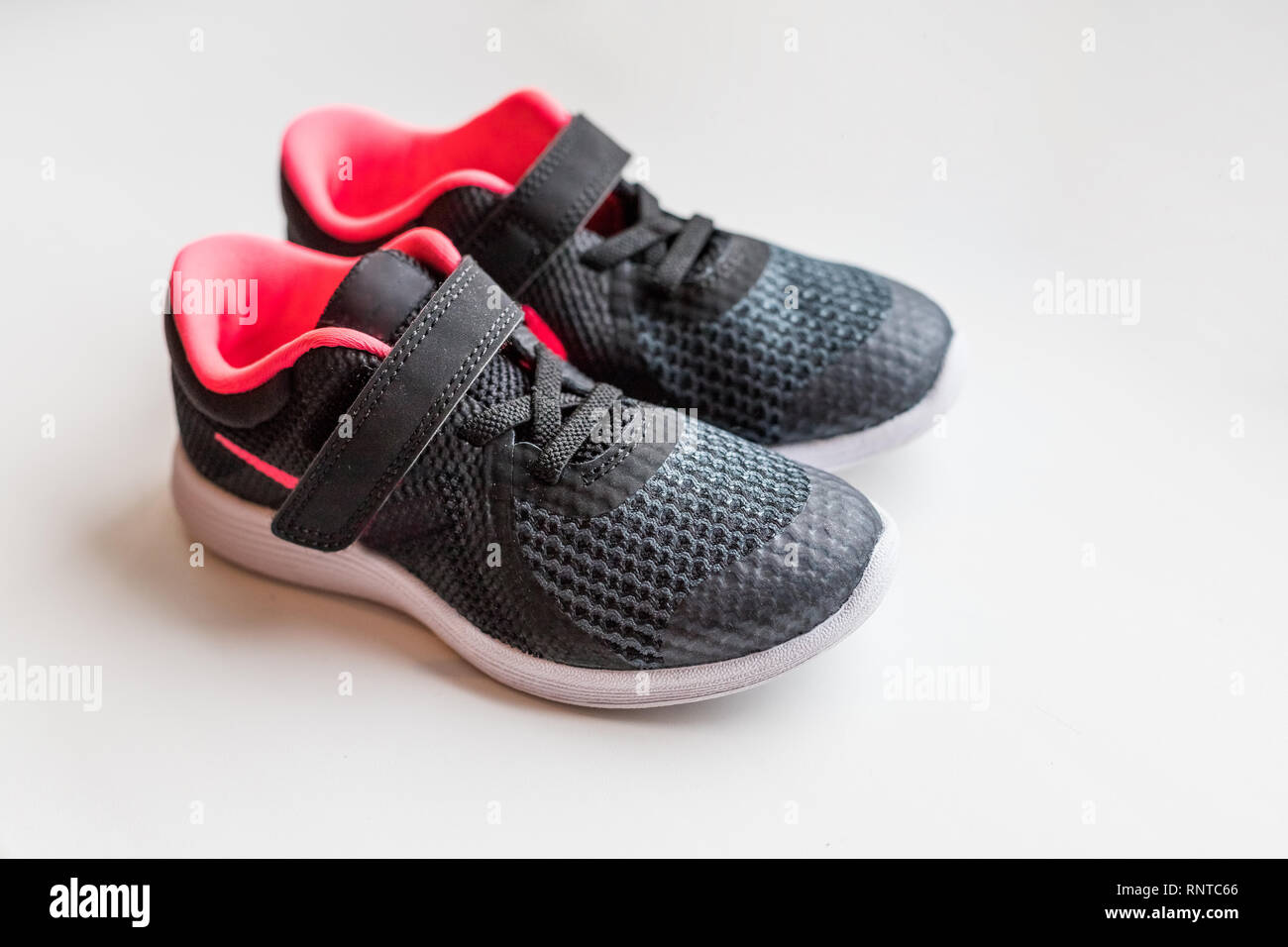 Baby Sneakers On White Background Kids Sport Shoes Running