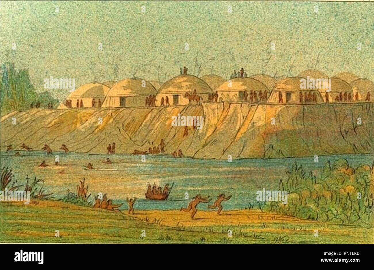 Catlin Hidatsa village Stock Photo Alamy