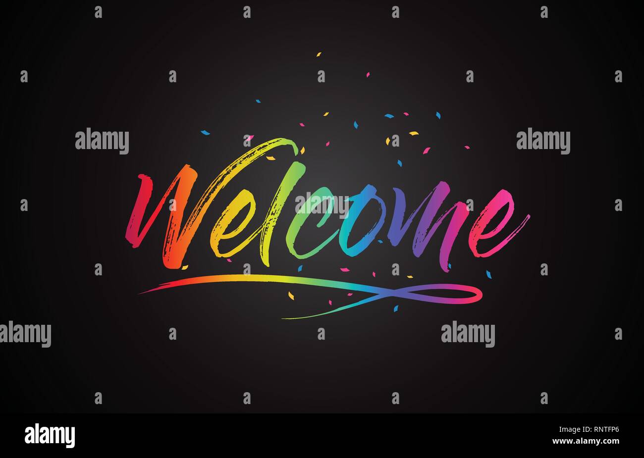 Download Welcome Word Text With Handwritten Rainbow Vibrant Colors And Confetti Vector Illustration Stock Vector Image Art Alamy Yellowimages Mockups