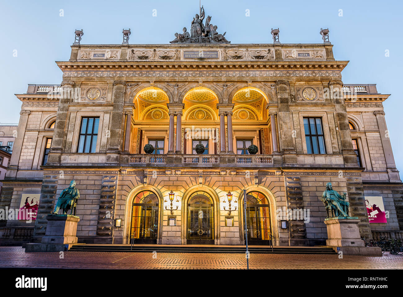 HDR-photo in the first morning light of the The Royal Danish Theatre  at Kongens Nytorv in Copenhagen, Febryary 16, 2019 Stock Photo