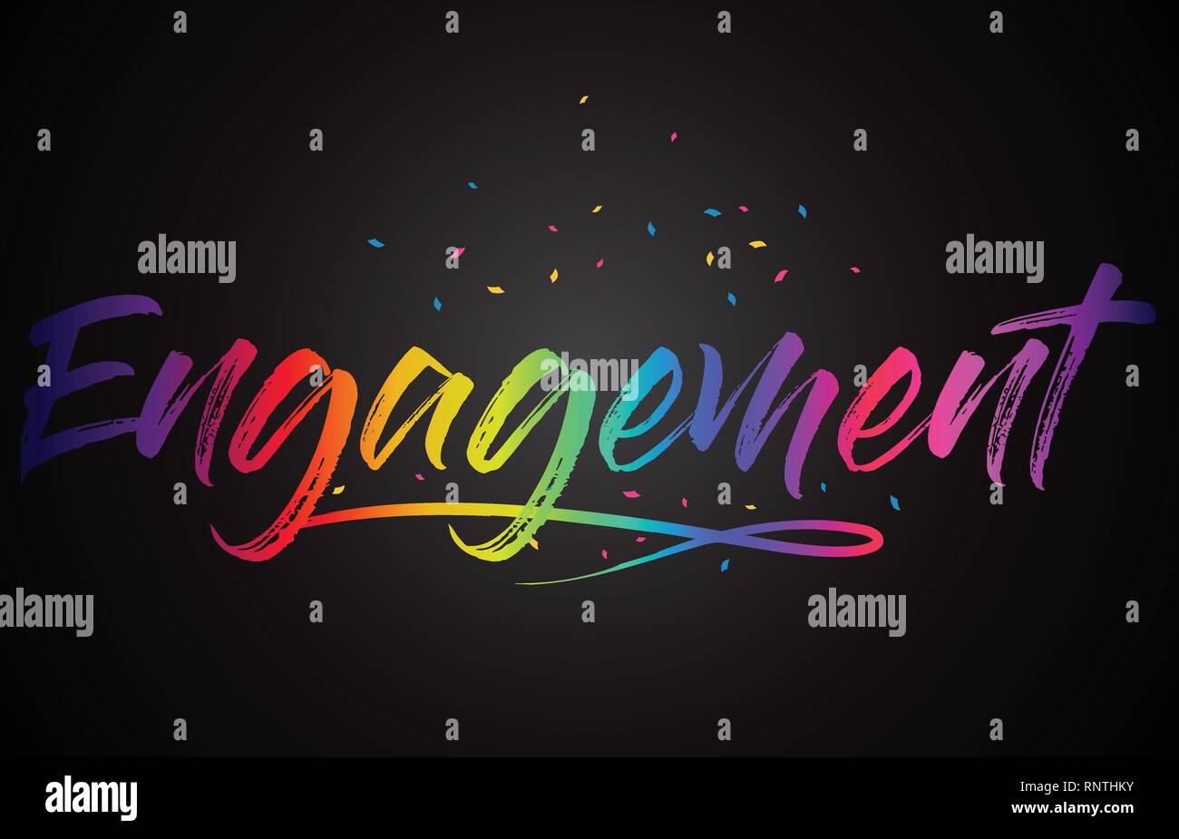 Engagement Word Text With Handwritten Rainbow Vibrant Colors And ...