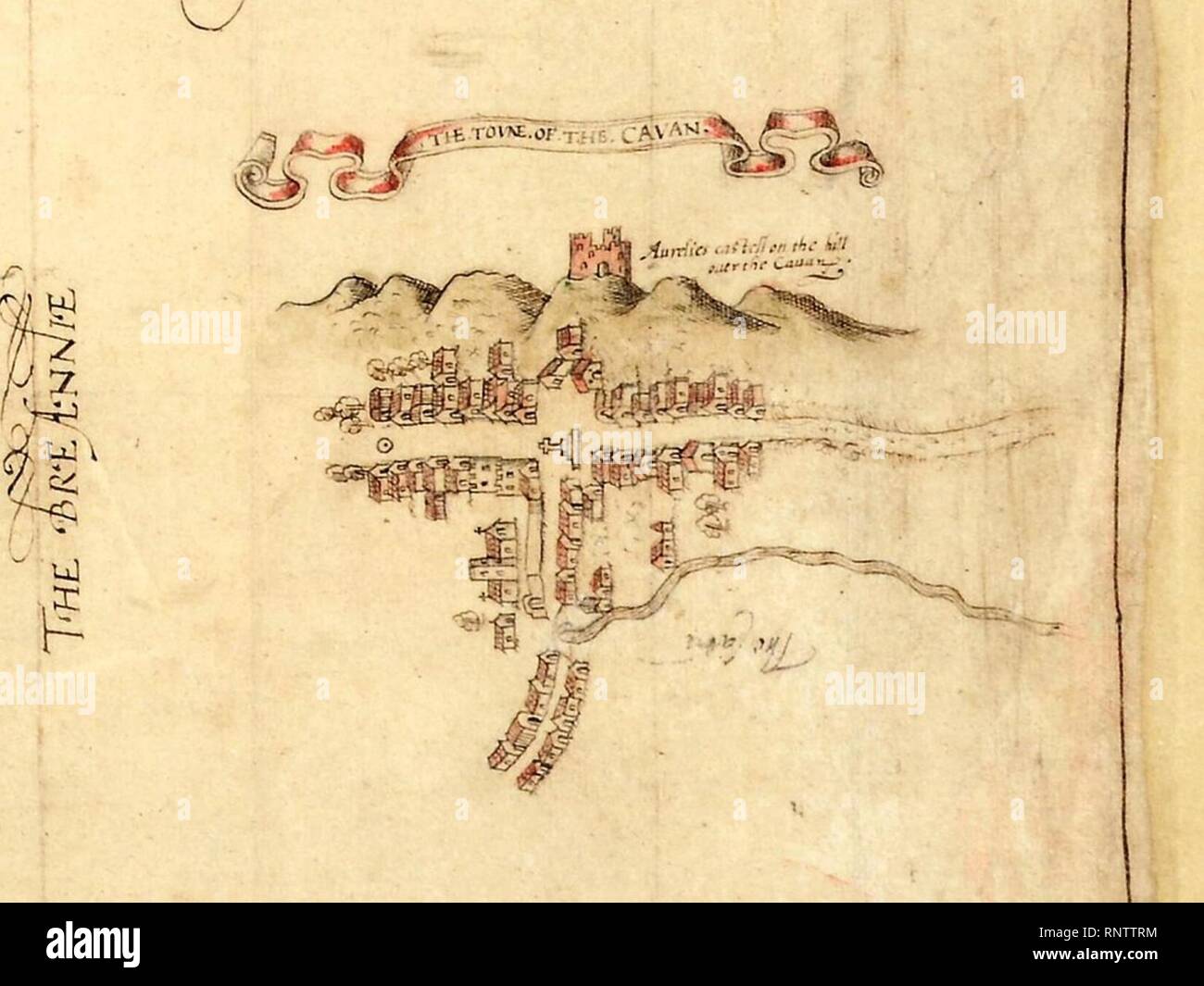 Cavan Towne Map 1591. Stock Photo