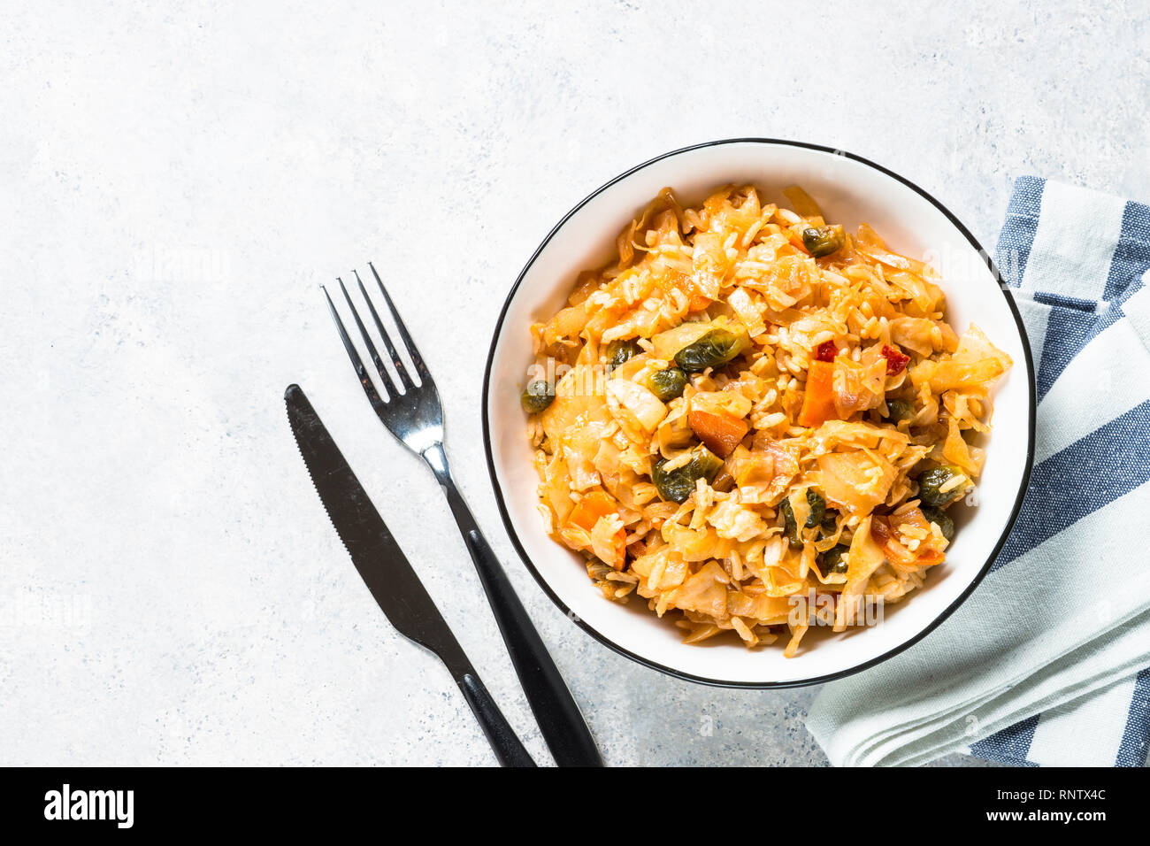 Cabbage stew with rice and vegetables Stock Photo Alamy