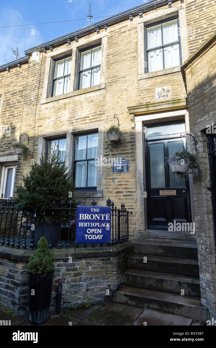 The cottage in Thornton, Bradford, where the three Bronte sisters were born Stock Photo