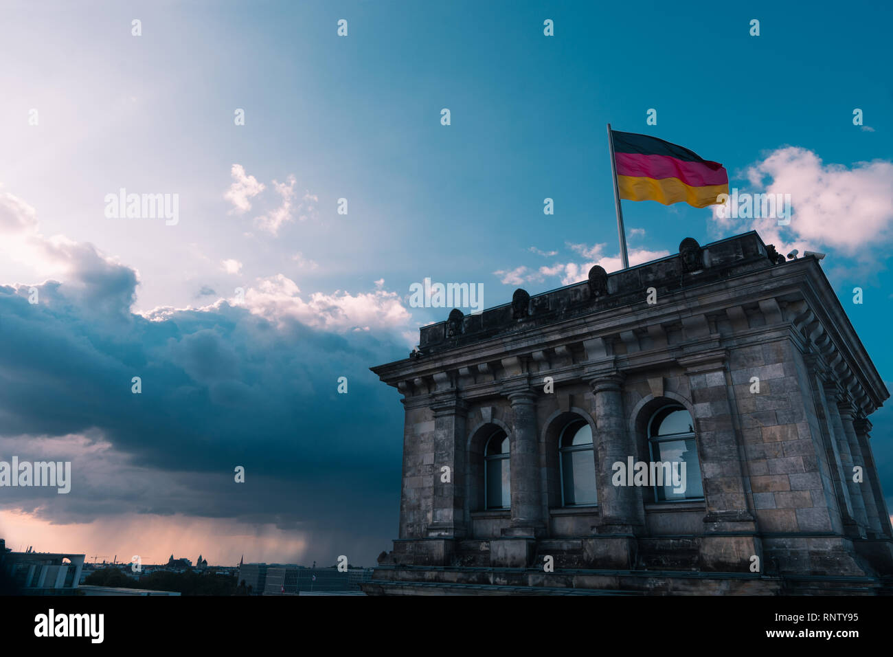 Panoramic view of Reichstag dome Bundestag Berlin Germany. Modern