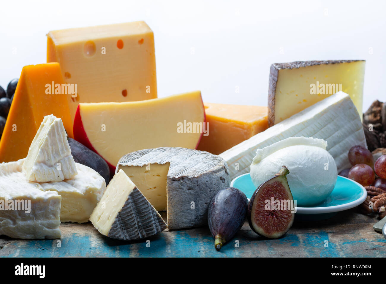 Famous European cheeses in assortment, Dutch red ball Edam and old