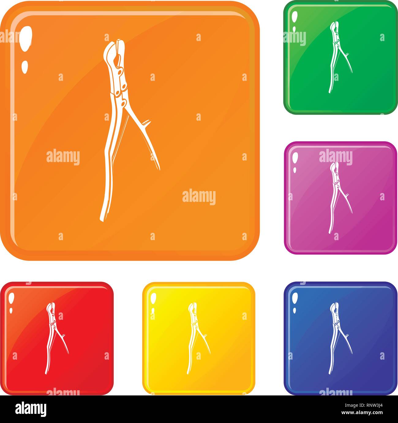 Surgical pliers icons set vector color Stock Vector