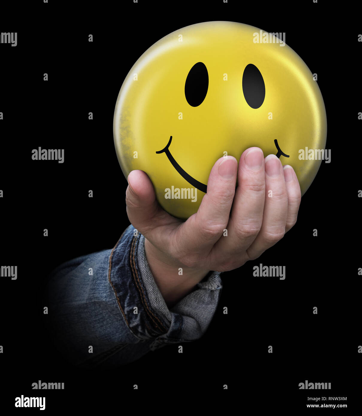 Smiley in hand Stock Photo