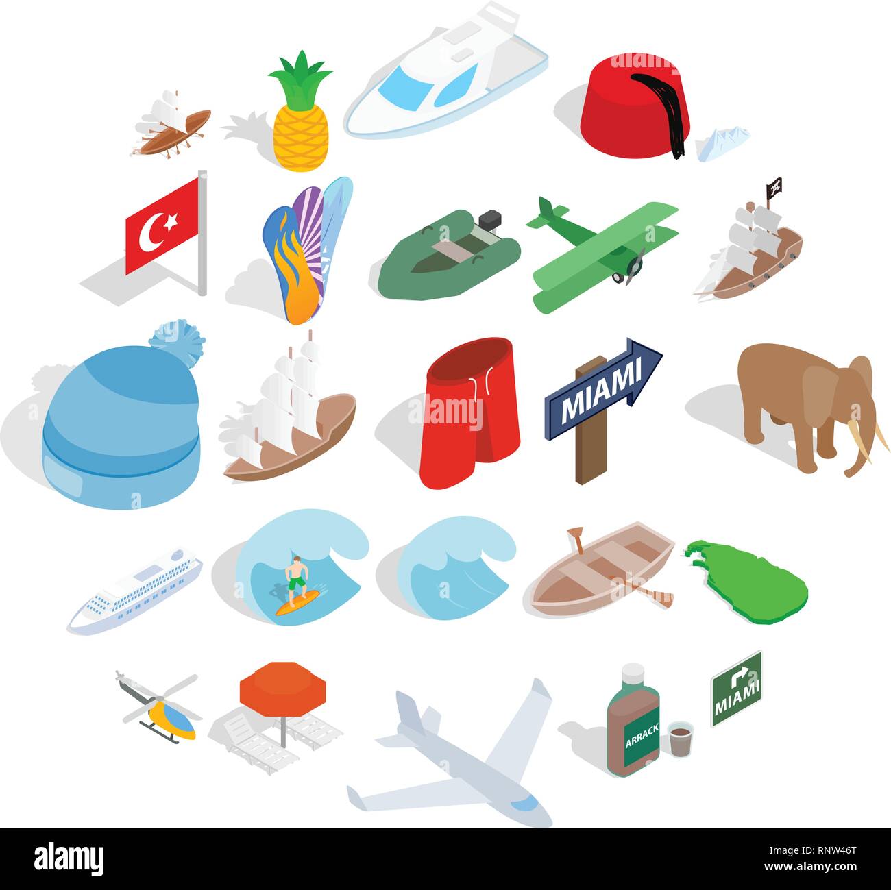 Trial icons set, isometric style Stock Vector