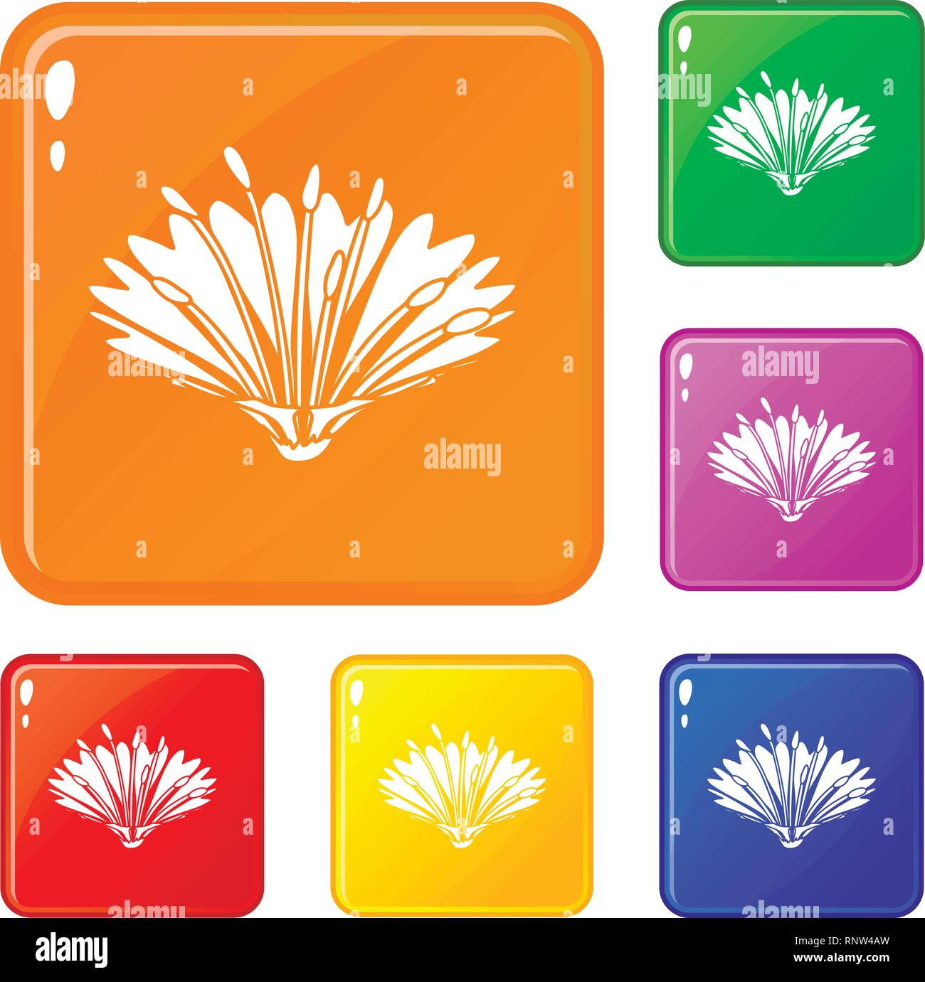 Cute flower icons set vector color Stock Vector Image & Art - Alamy