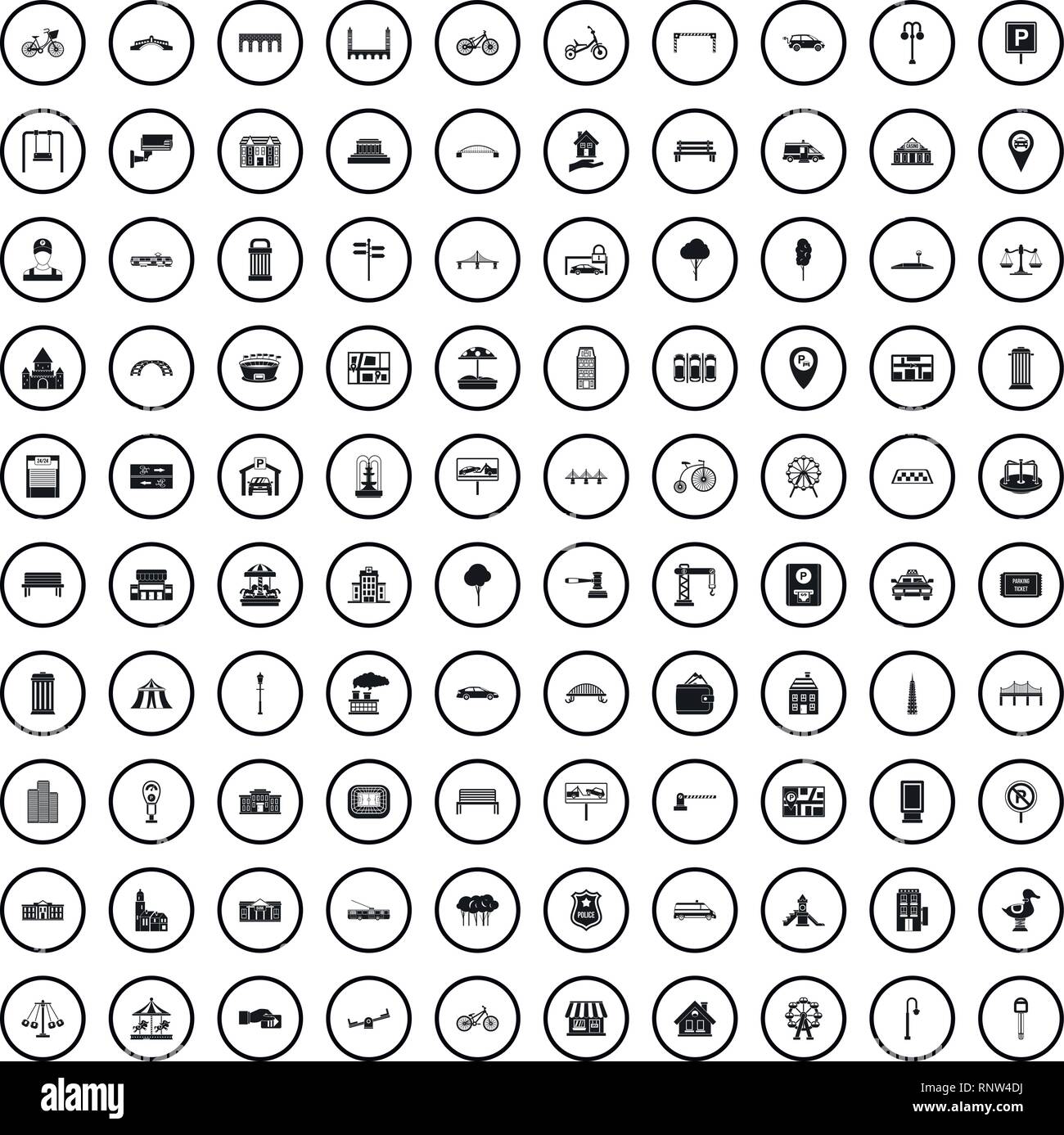 100 city icons set in simple style Stock Vector Image & Art - Alamy