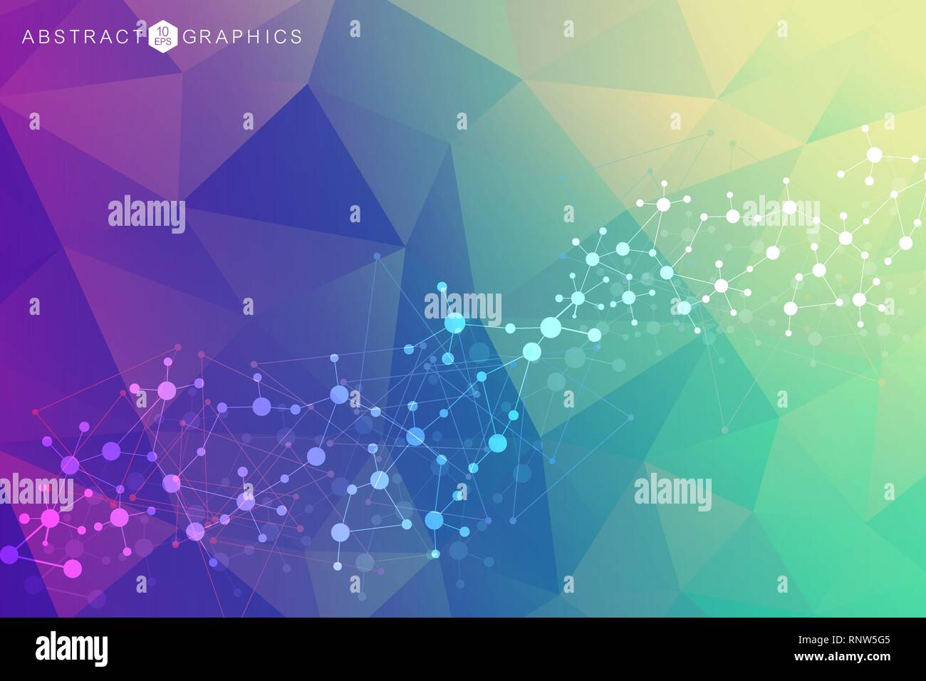 Science network pattern, connecting lines and dots. Technology hexagons ...