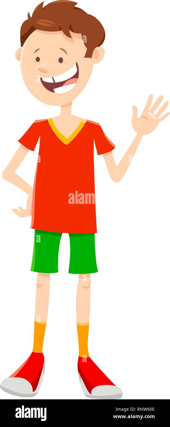 Cartoon Illustration of Happy Teen or Kid Boy Character Stock Vector ...