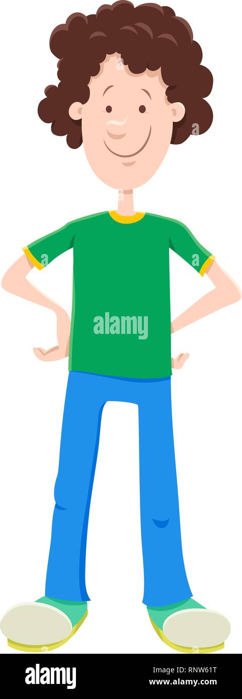 Cartoon Illustration of Funny Teen or Kid Boy Character Stock Vector ...