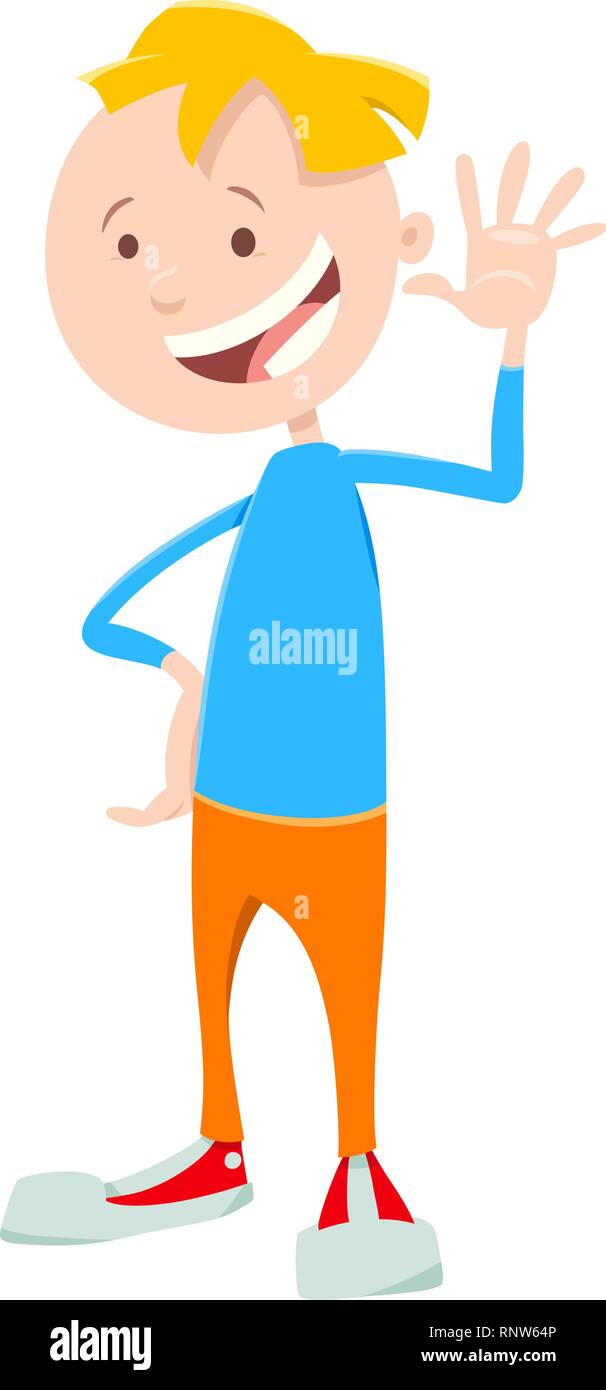Cartoon Illustration of Cute Elementary Age or Teen Boy Character Stock ...