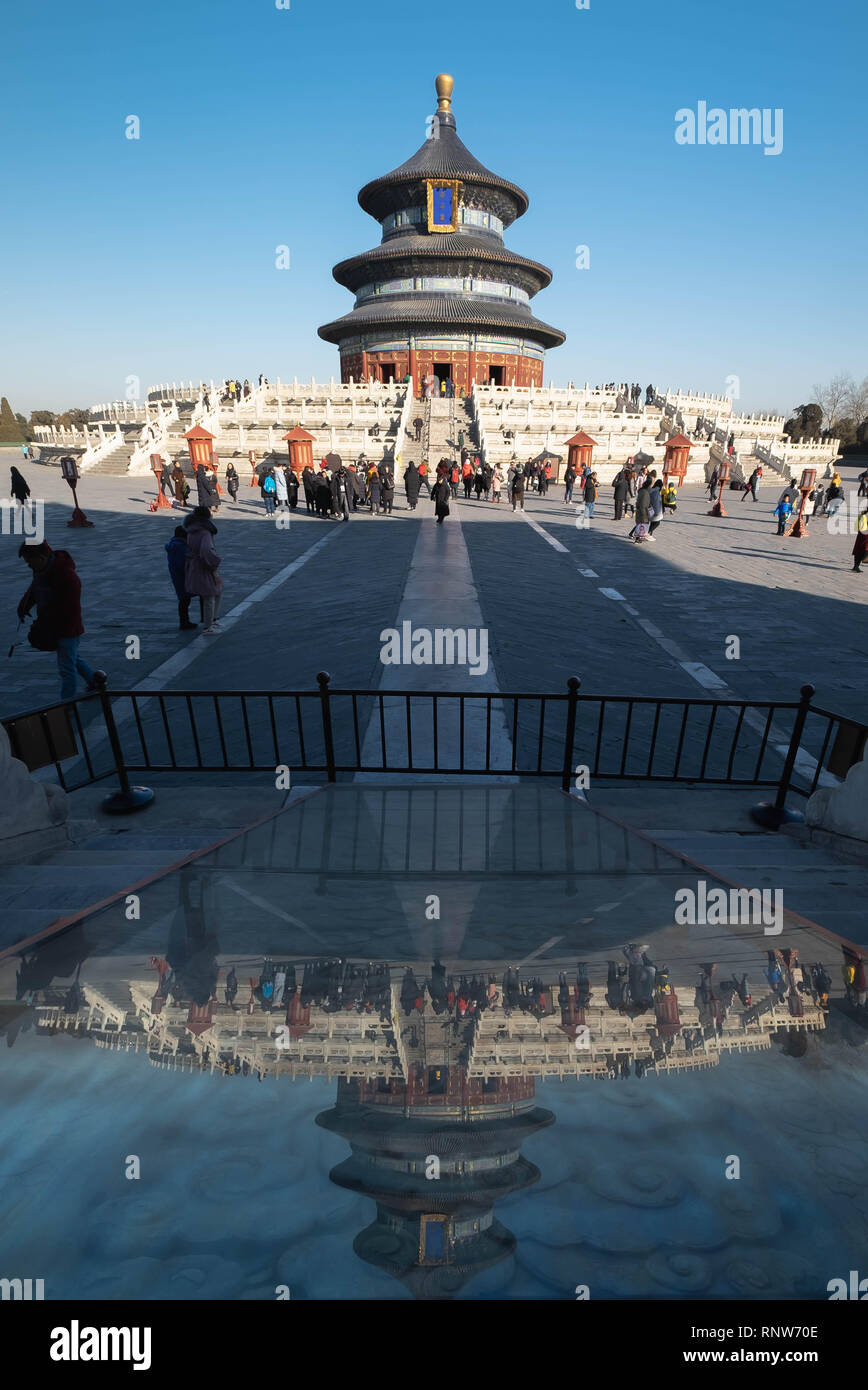 BEIJING/CHINA-JANUARY 16 2019: Temple of Heaven Park scenery at Beijing