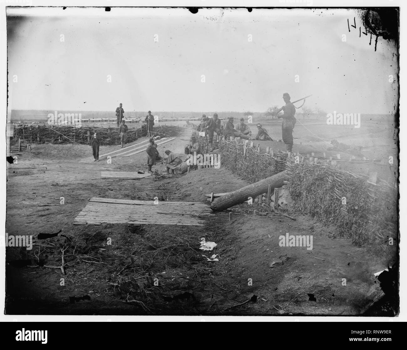Centreville, Virginia. Confederate fort on the heights with Quaker guns Stock Photo