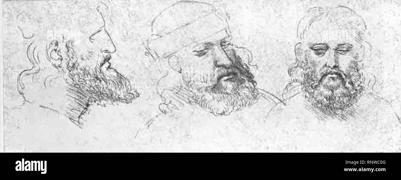 Cesare-Borgia-sketches-by-Leonardo-da-Vinci. Stock Photo