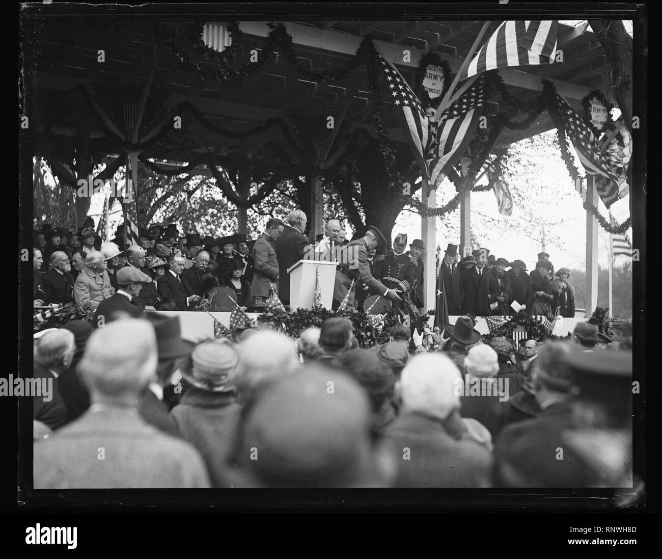 Ceremony. Group includes Edwin Denby, Calvin Coolidge, William H. Taft ...