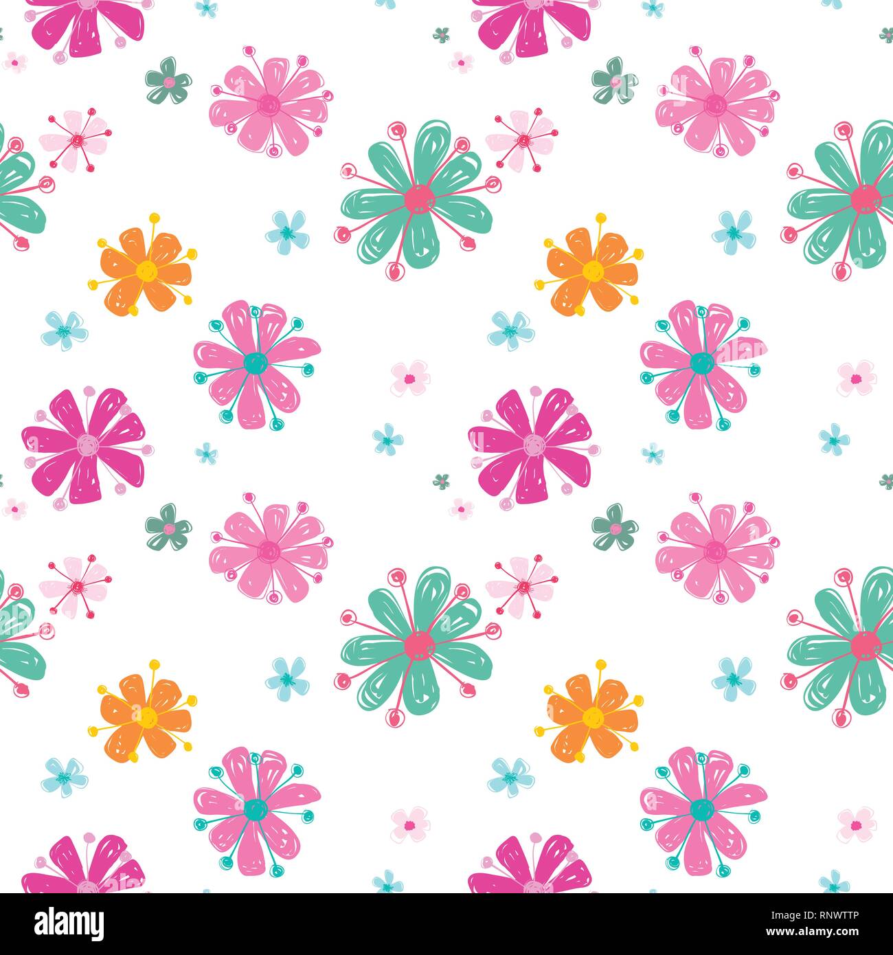 Vector colorful painterly floral seamless pattern Stock Vector